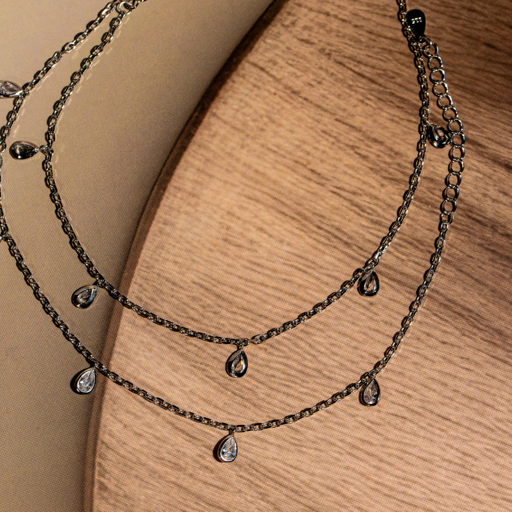 White topaz crystal layering Italian design anklets