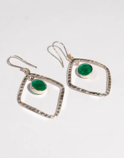 Green Onyx 925 sterling silver dangle earrings