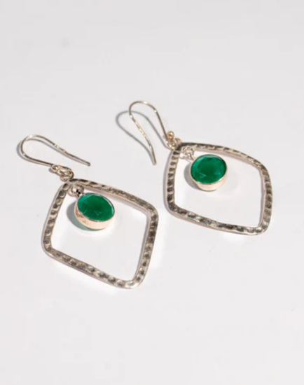 Green Onyx 925 sterling silver dangle earrings