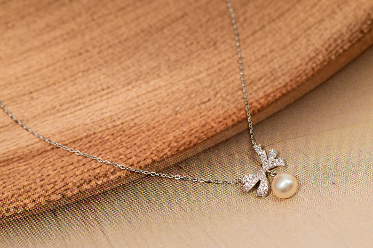 Pearl Grace Bow Pendant Necklace