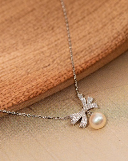 Pearl Grace Bow Pendant Necklace