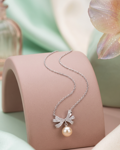Pearl Grace Bow Pendant Necklace