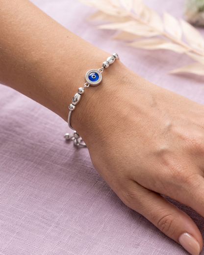 Evil eye charm adjustable bracelet
