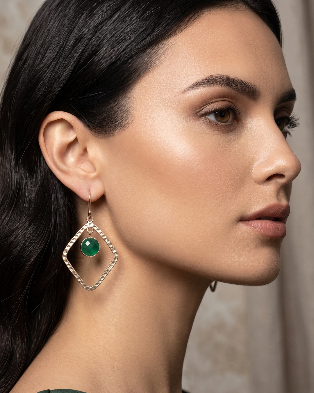 Green Onyx 925 sterling silver dangle earrings
