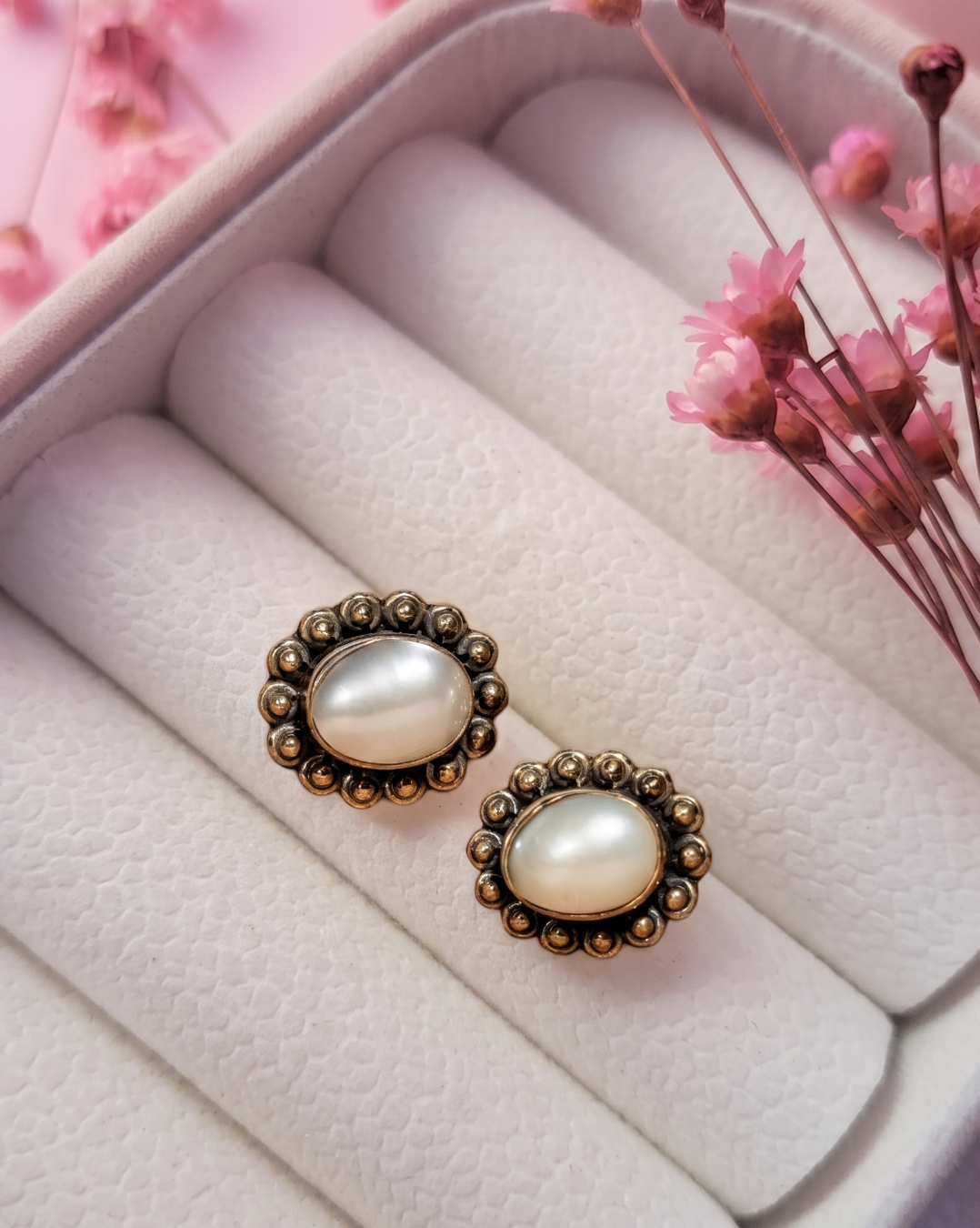 Luminous Mother of Pearl Cluster Studs