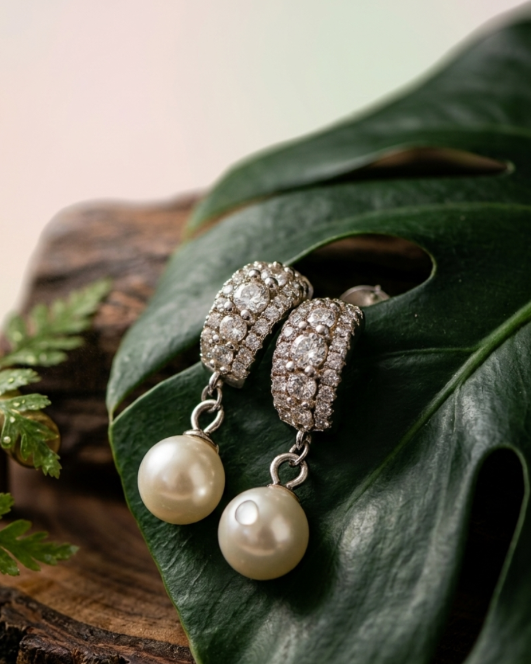 Pearl Drop Hoop Earrings