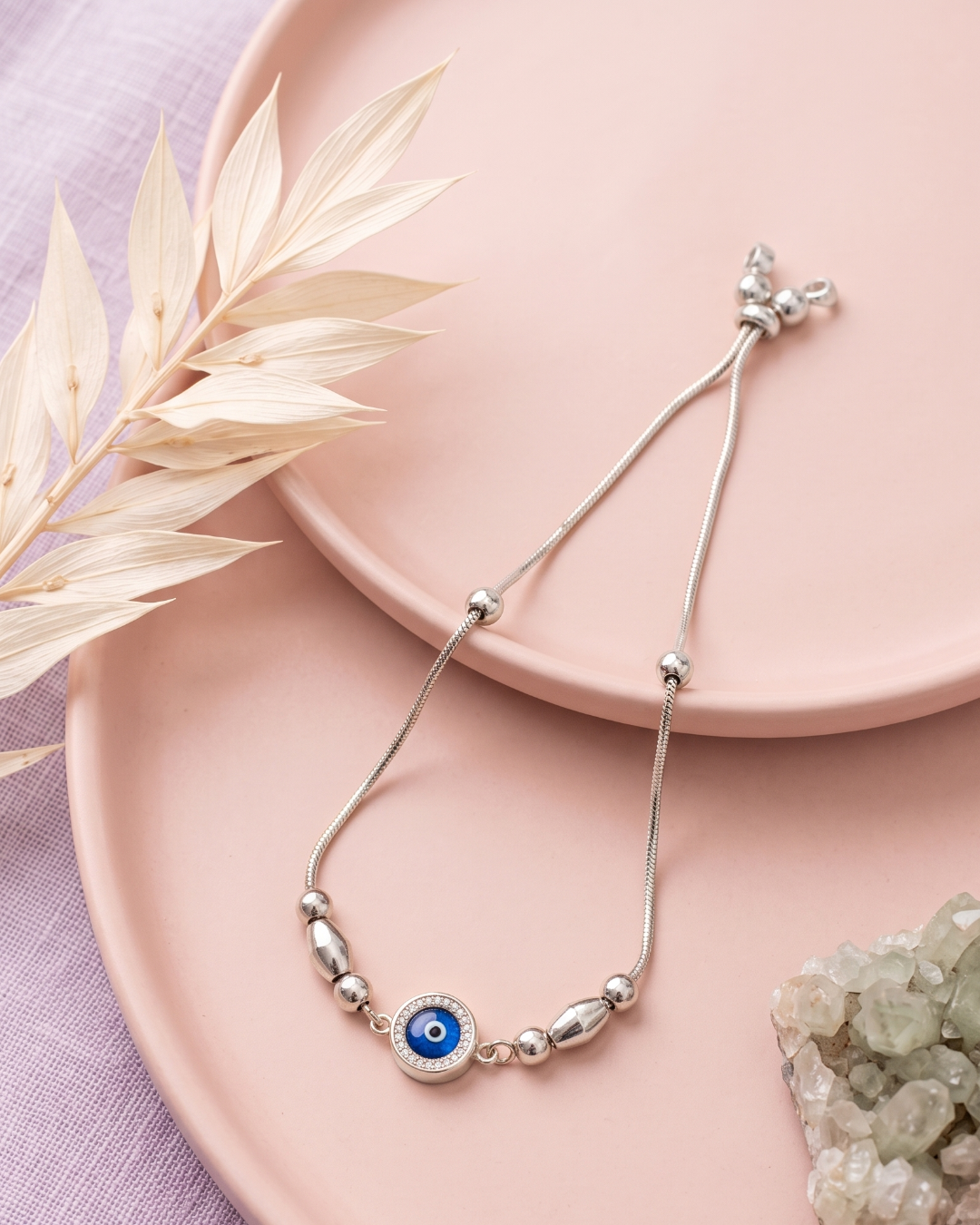 Evil eye charm adjustable bracelet