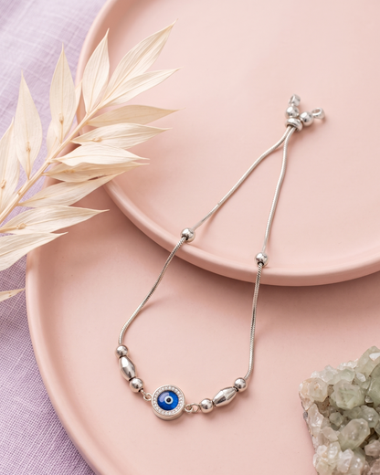 Evil eye charm adjustable bracelet