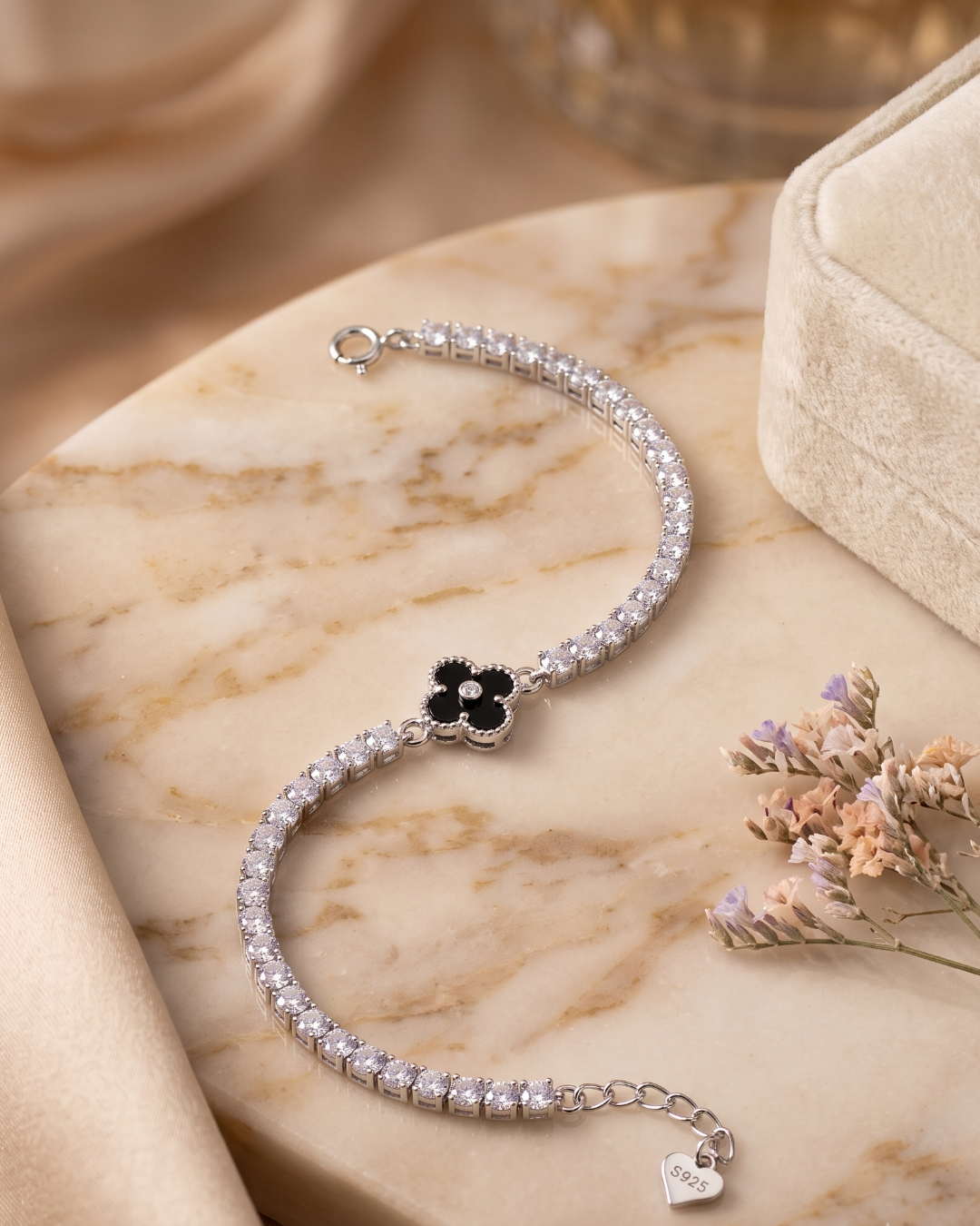Black Clover Tennis Bracelet