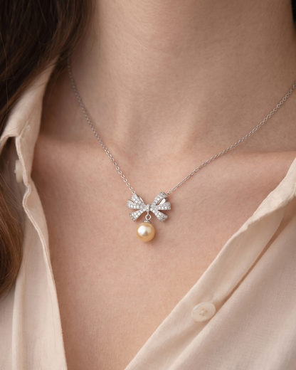 Pearl Grace Bow Pendant Necklace