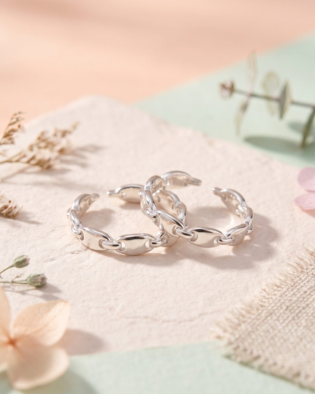 Adjustable Chain-Link 925 Sterling Silver Toe Rings