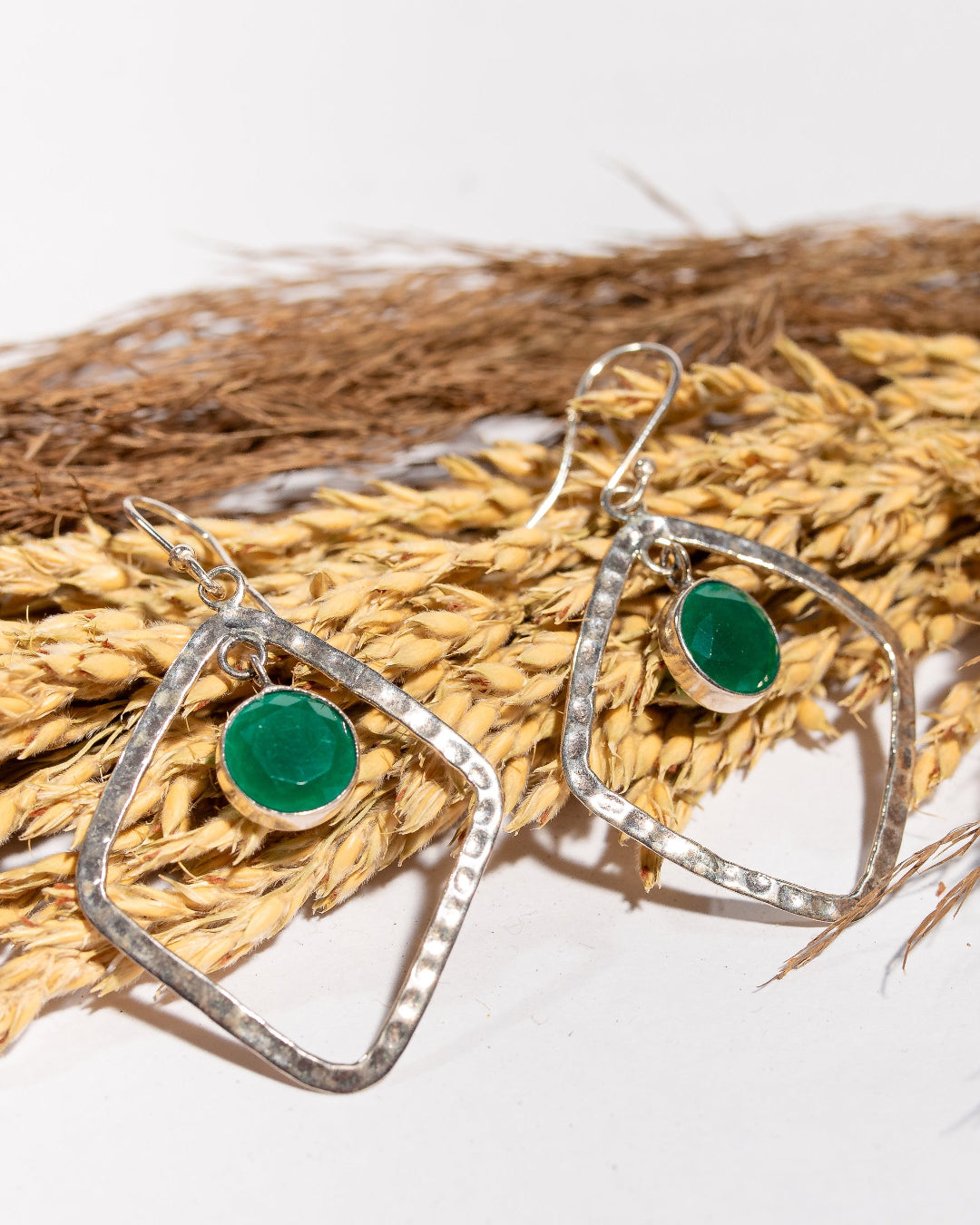 Green Onyx 925 sterling silver dangle earrings