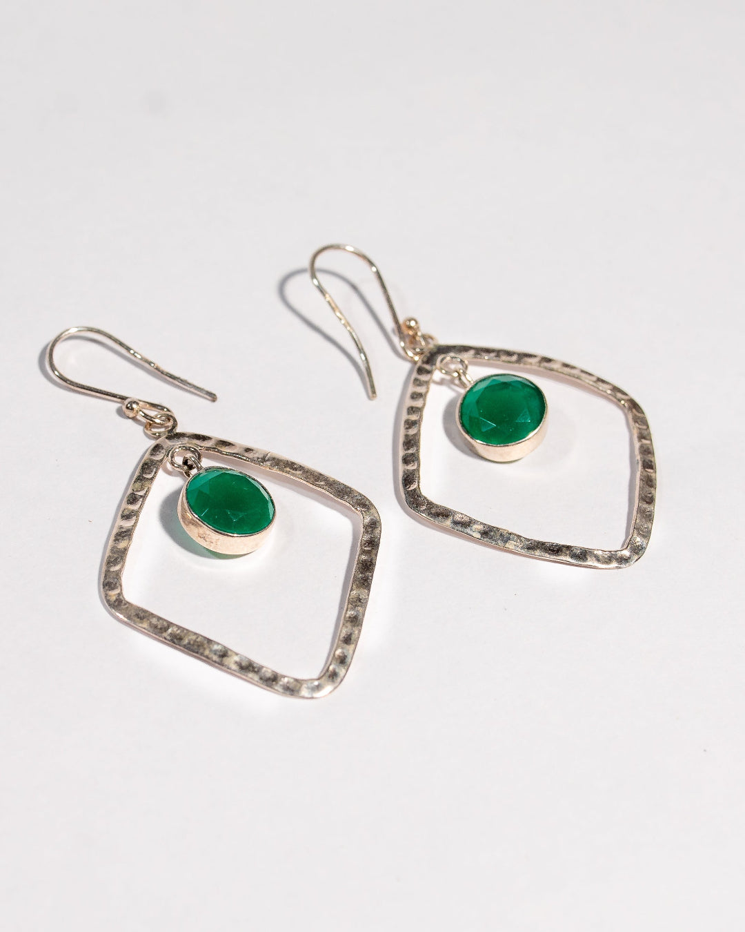 Green Onyx 925 sterling silver dangle earrings