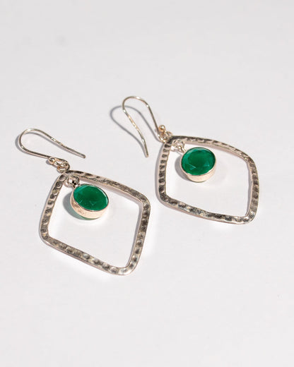 Green Onyx 925 sterling silver dangle earrings