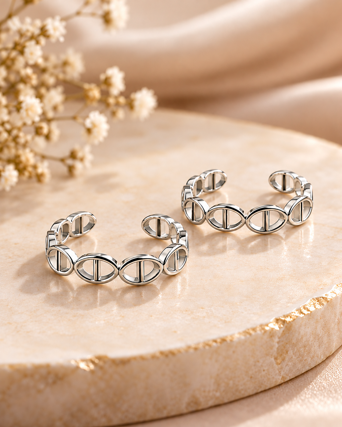 Linked Oval Toe Rings
