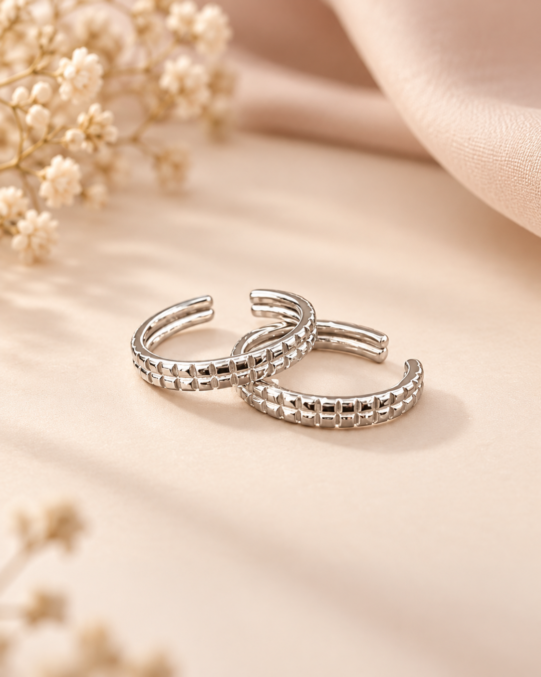 Geometric Textured Toe Rings