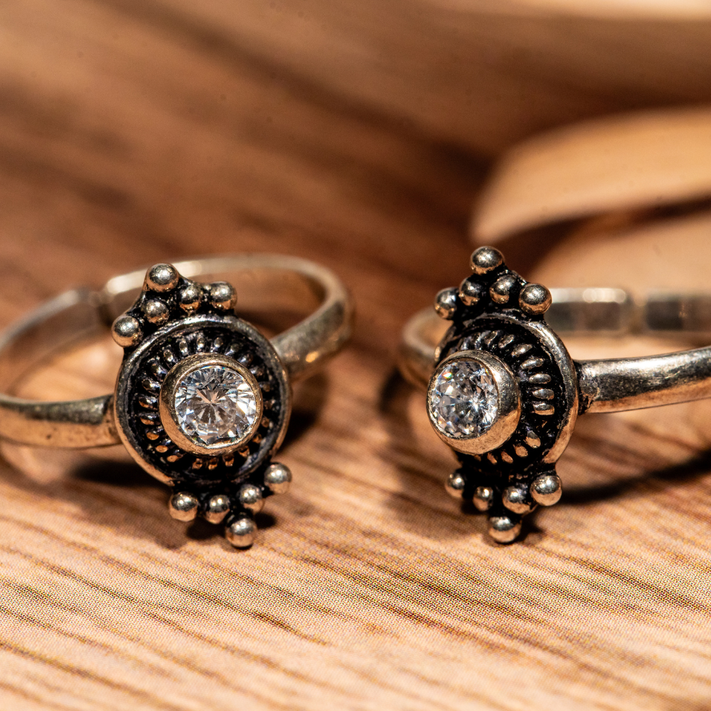 Oxidised silver toe rings